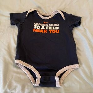 Nike Navy Baby onesie w/ Gray Trim & Cute Message